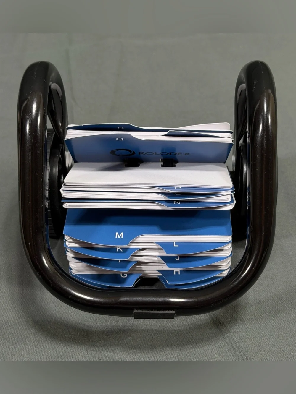 Rolodex Open Rotary Card File Desktop Business Address Organizer Black Frame A-Z